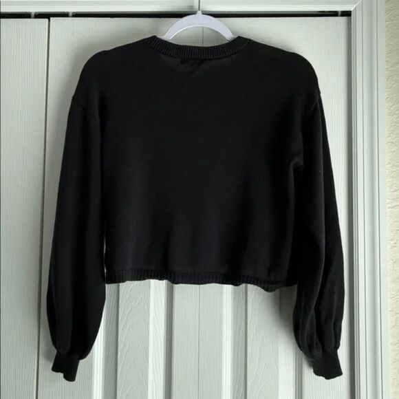 True Religion Sweater Size S Navy Cropped Crew Neck Pullover Streetwear Urban - Picture 2 of 9